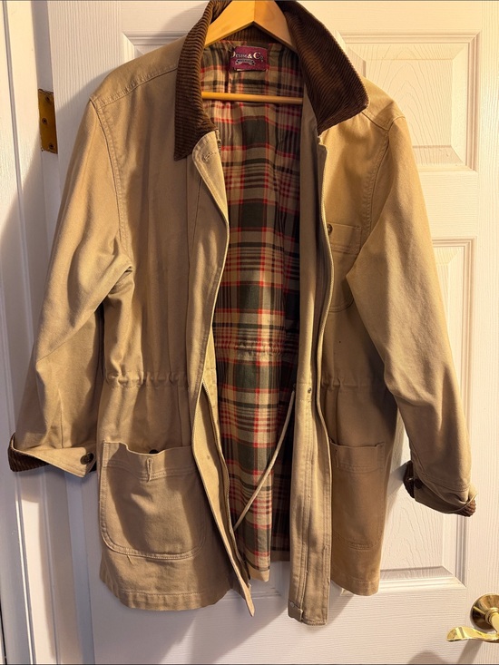 Denim&Co Jackets & Blazers - Denim&Co Khaki Field Jacket with Brown Corduroy Collar